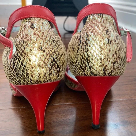 Argentine Tango Darcos Red and Tan Women's Heels 39 - Picture 9 of 10